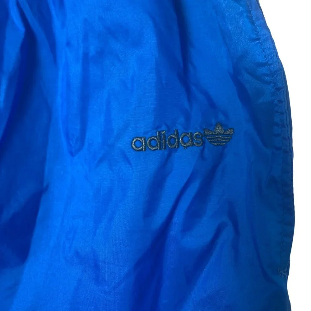 Vintage Adidas Track Pants Small Unlined Blue Nylon Embroidered Logo Streetwear